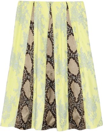 Erdem Jemima Python-Print Satin Lace and Crepe Skirt - Lyst