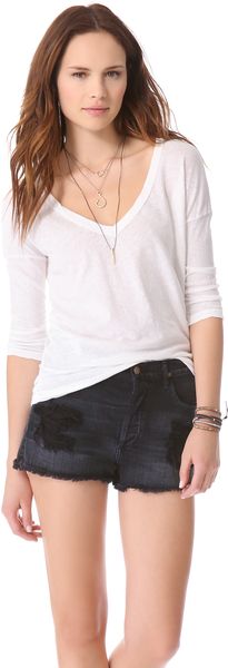 James Perse Relaxed Deep V Top - Lyst