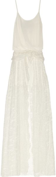 Jay Ahr Draped Voile and Lace Maxi Dress - Lyst