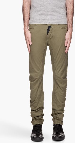 John Galliano Olive Green Skinny Twill Trousers - Lyst