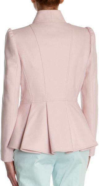 Ted Baker Peplum Wool Blend Jacket In Pink Nude Pink Lyst