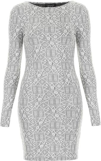 Topshop Texture Ikat Bodycon Dress - Lyst