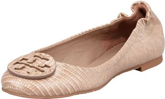Tory Burch Reva Lizardprint Ballet Flat Nut - Lyst