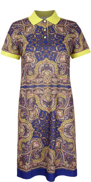 Carven Blue Paisley Print Polo Dress - Lyst