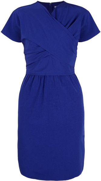Carven Royal Blue Twist-Neck Dress - Lyst