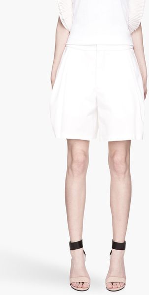 Chloé Milk White Cotton Pique Shorts - Lyst