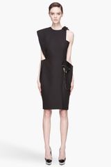 Lanvin Black and Beige Textured Cut-Out Runway Dress