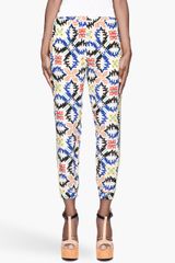 MSGM Yellow and Blue Patterned Silk Jogging Pants