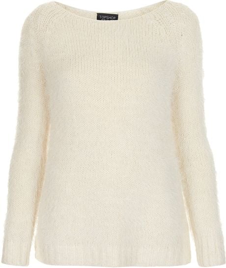 Topshop Knitted Fluffy Stitch Jumper in Beige (cream) Lyst