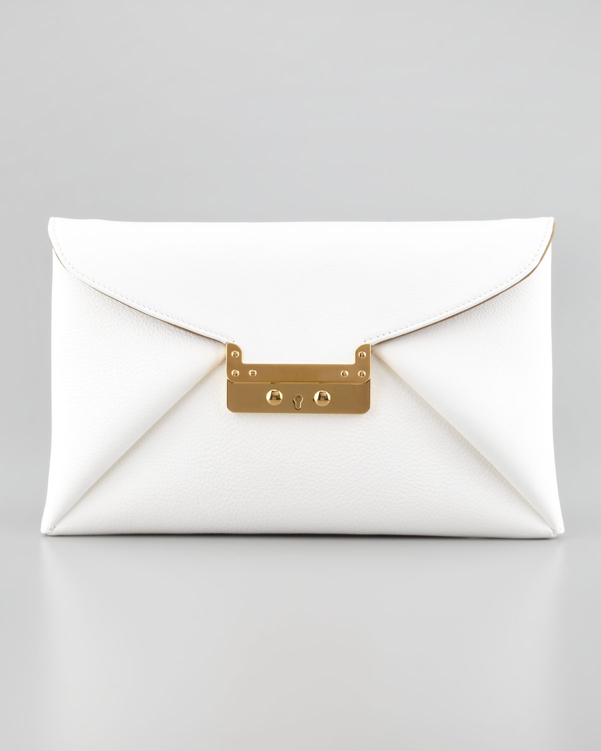 Vbh Prive Leather Clutch Bag White in White | Lyst