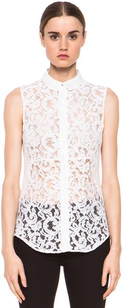 Victoria Beckham Denim 50s Boy Shirt in White Lace - Lyst