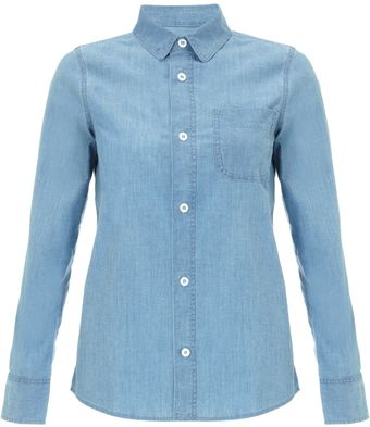 A.P.C. Blue Cotton Chambray Shirt - Lyst