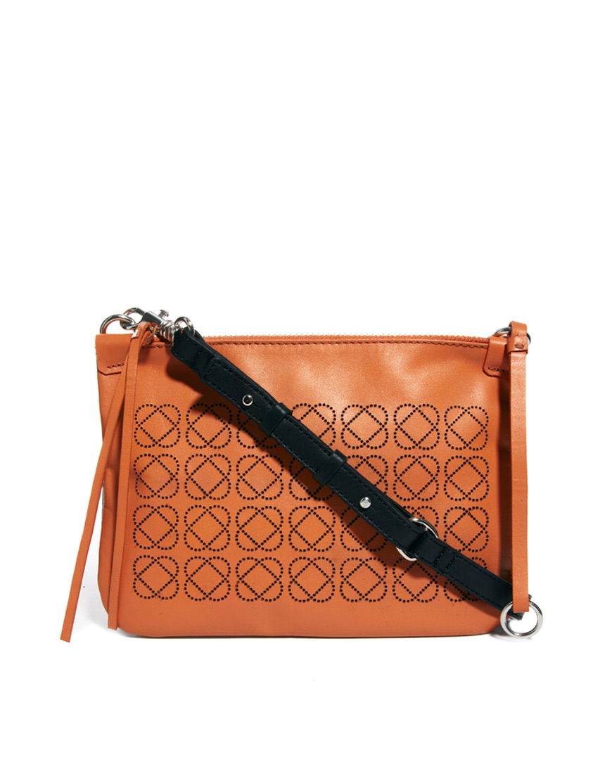 Asos Collection Asos Premium Leather Laser Cut Across Body Bag with