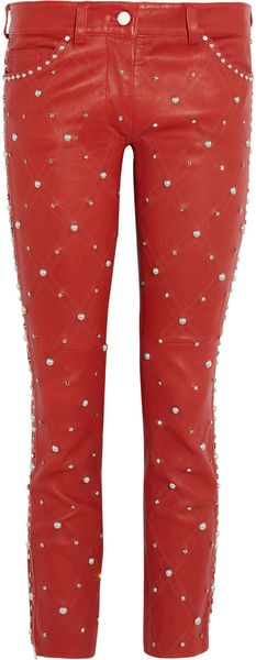 Isabel Marant Duncan Embellished Cropped Leather Pants - Lyst