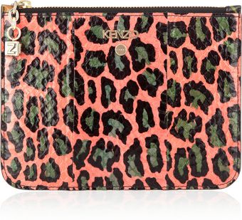 Kenzo Animal Print Water Snake and Patent Leather Clutch - Lyst