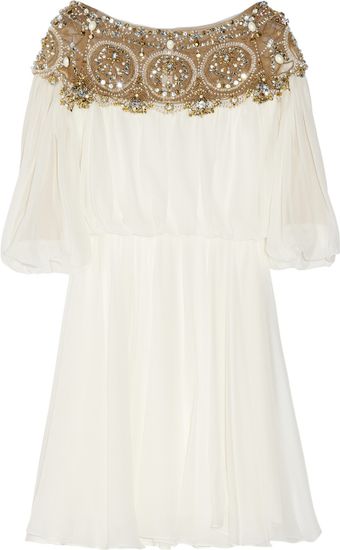 Marchesa Embellished Silk chiffon Dress - Lyst