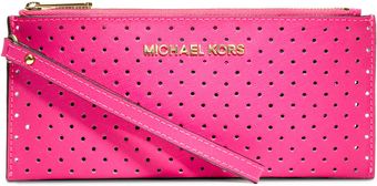 Michael by Michael Kors Small Jet Set Perforated Saffiano Clutch - Lyst