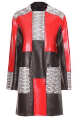 Proenza Schouler Snakeskin and Leather Coat with Perforated Detail