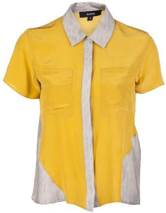 Suno Striped Panel Shirt - Lyst