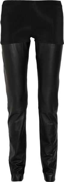 Maison Martin Margiela Stretch Jersey Paneled Leather Pants - Lyst