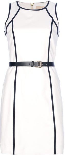 Michael Kors Belted Tailored Dress - Lyst