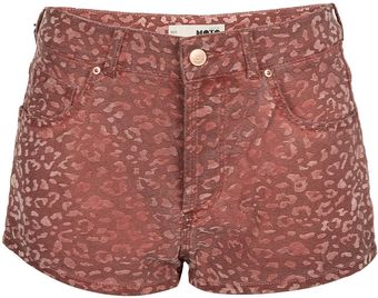 Moto Leopard Devore Hotpants - Lyst