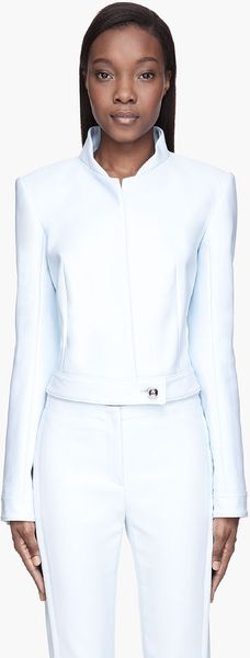 Mugler Baby Blue Stand Collar Jacket - Lyst