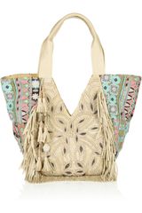 Antik Batik Nana Fringed Leather and Woven Cotton Tote