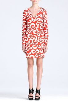 Diane Von Furstenberg Reina Long Sleeve Silk Jersey Dress - Lyst