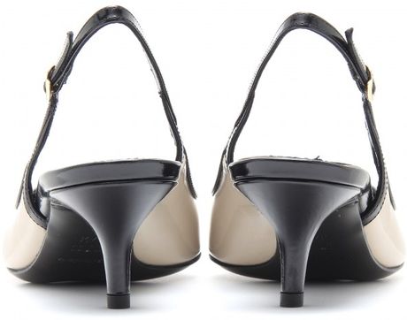 nude patent leather slingbacks