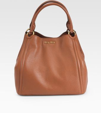 Miu Miu Vitello Caribou Double Handle Bucket Bag - Lyst