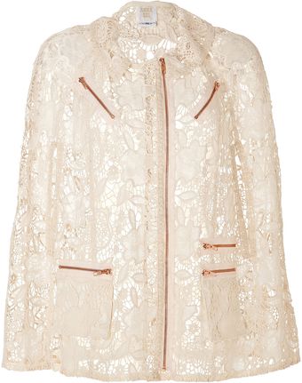 Anna Sui Mixed Lace Jacket in Cream - Lyst