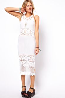 ASOS Collection Asos Crochet Village Midi Dress with V Back and Neck - Lyst