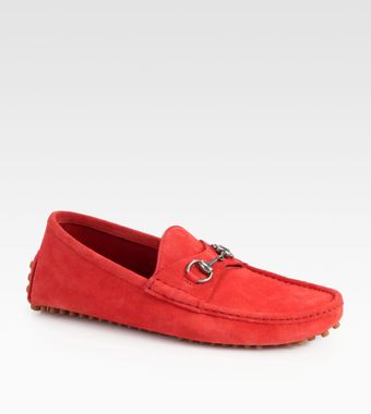 Gucci Damo Suede Horsebit Driver - Lyst