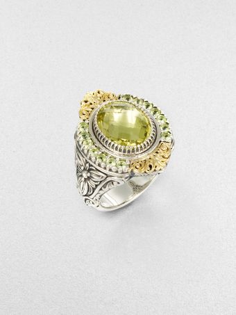Konstantino Semiprecious Multistone Sterling Silver 18k Gold Round Ring - Lyst