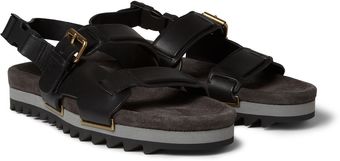 Lanvin Leather and Suede Sandals - Lyst