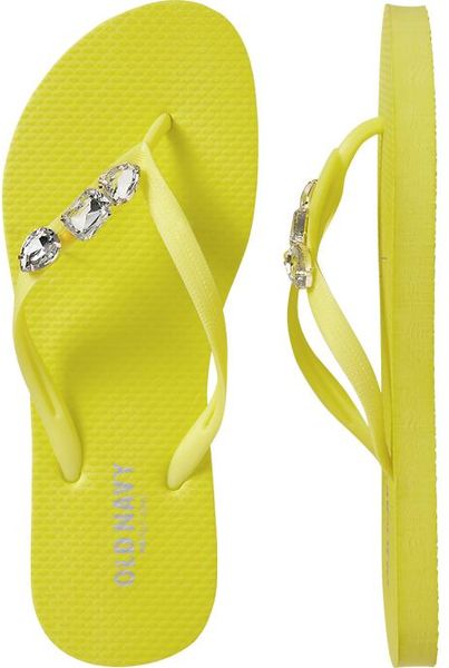 Old Navy Embellished Flip-flops in Yellow (high voltage)