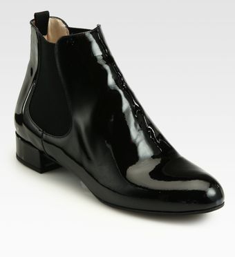 Prada Patent Leather Ankle Boots - Lyst