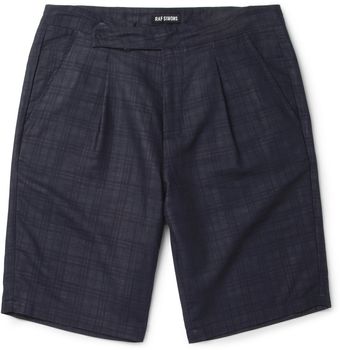 Raf Simons Navy Wool blend Suit Shorts - Lyst