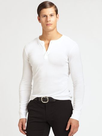 Ralph Lauren Black Label Solid Ribbed Knit Henley - Lyst