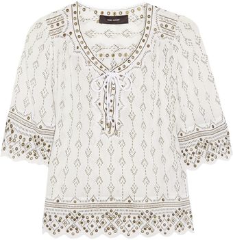 Isabel Marant Anya Embellished Cheese cloth Top - Lyst