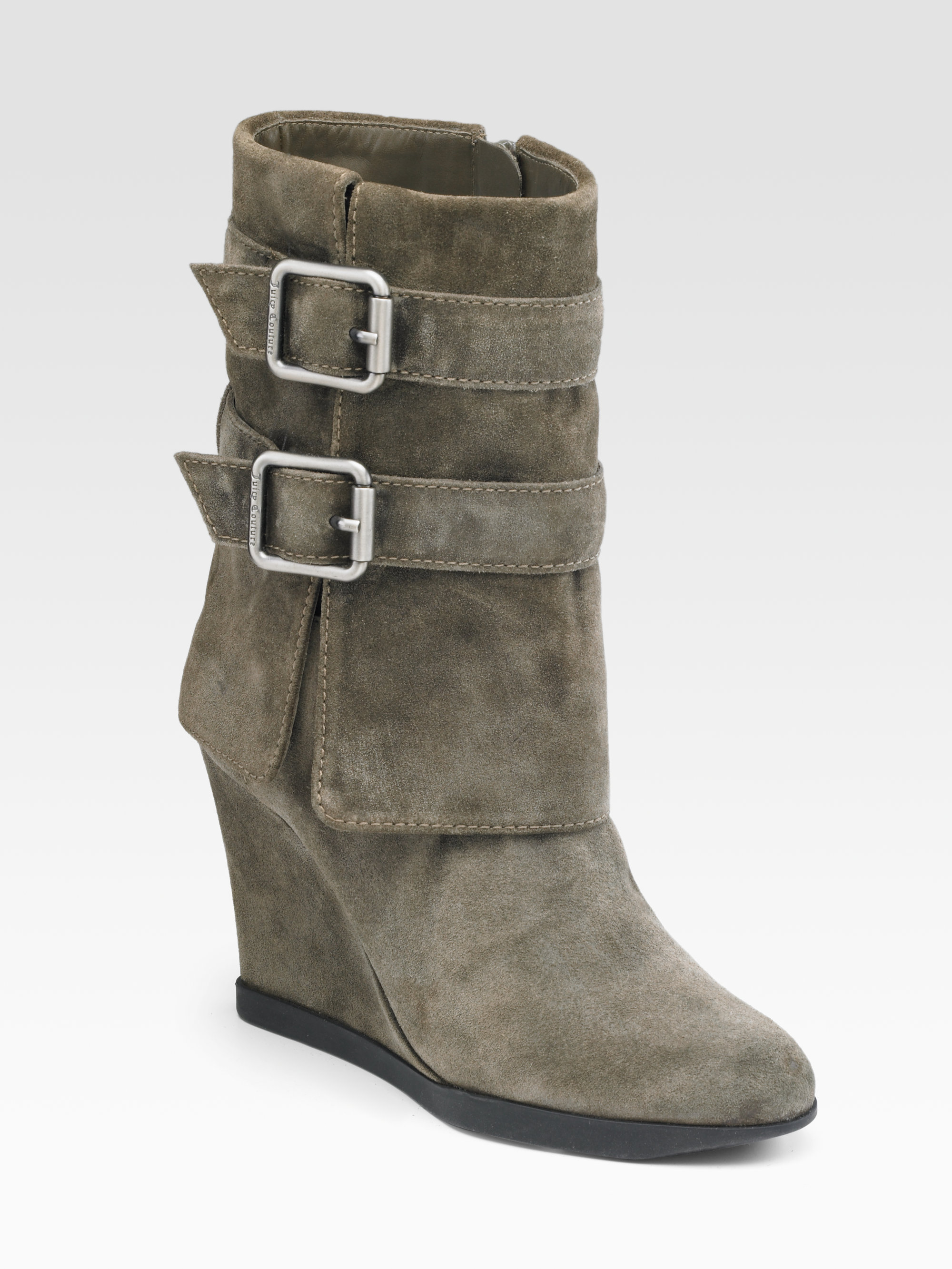 Juicy Couture Dale Bucklecuff Suede Ankle Boots in Gray
