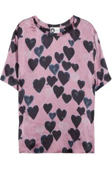 Lanvin Heart Print Silksatin Top - Lyst