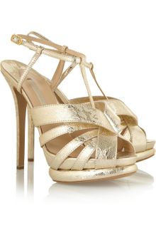 Nicholas Kirkwood Metallic Laceembossed Leather Sandals - Lyst
