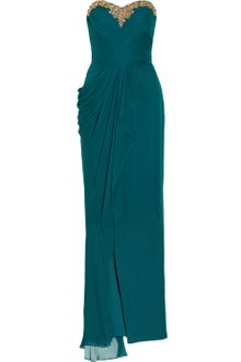 Notte By Marchesa Embellished Draped Silk-Chiffon Gown - Lyst