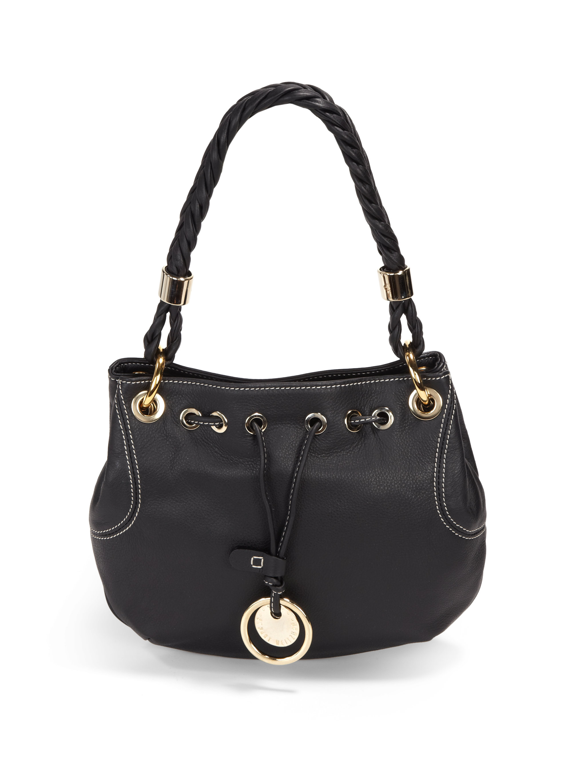 drawstring leather bag