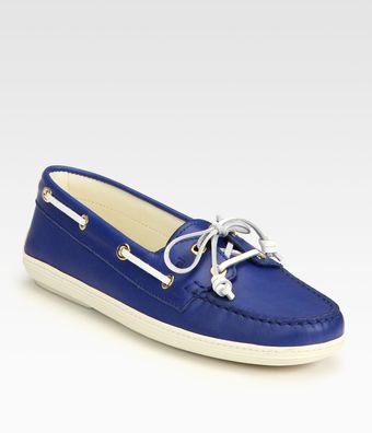 Tod's Bicolor Leather Laceup Drivers - Lyst