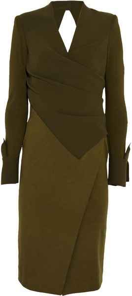 Donna Karan New York Wool Blend Crepe and Stretch Jersey Dress - Lyst