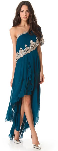 Marchesa One Shoulder Gown - Lyst