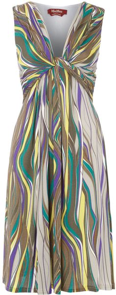 Max Mara Studio Vacillo Striped Shift Dress with Knot Front - Lyst